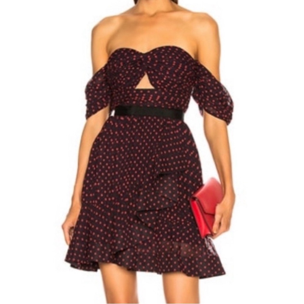 Self-Portrait Plumetis Dress Off the Shoulder 4